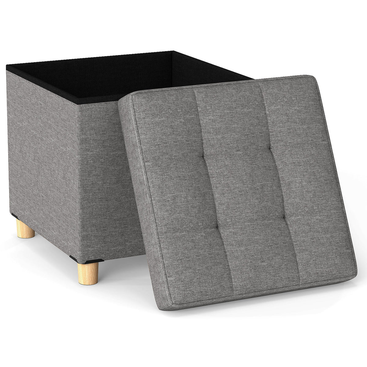 18" Storage Ottoman with Flip-Top Lid, Gray