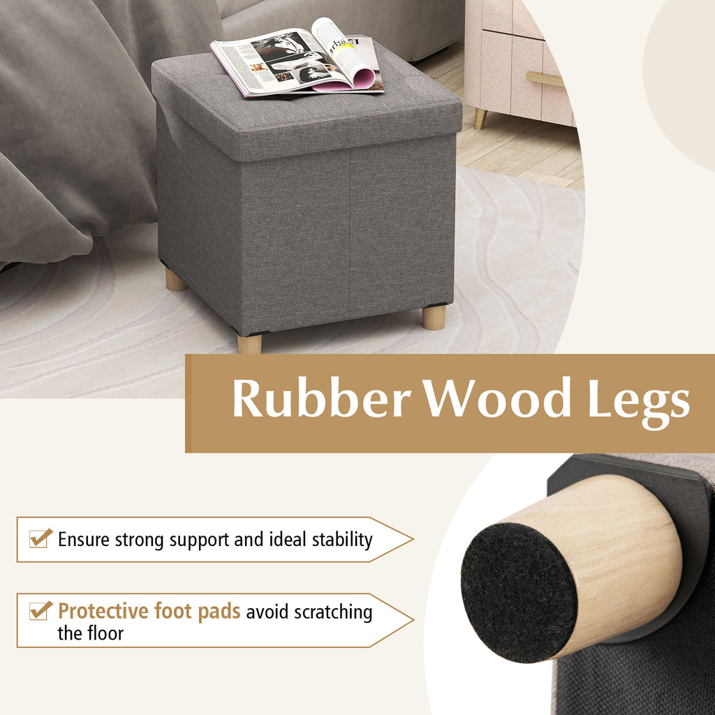 18" Storage Ottoman with Flip-Top Lid, Gray