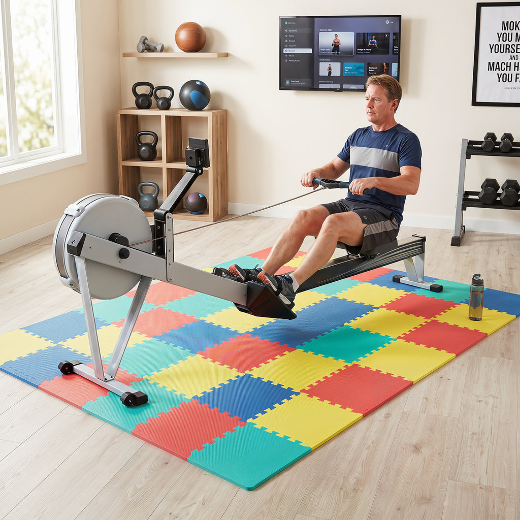 Multicolor Interlocking Foam Floor Tiles with Borders - 18 Pack