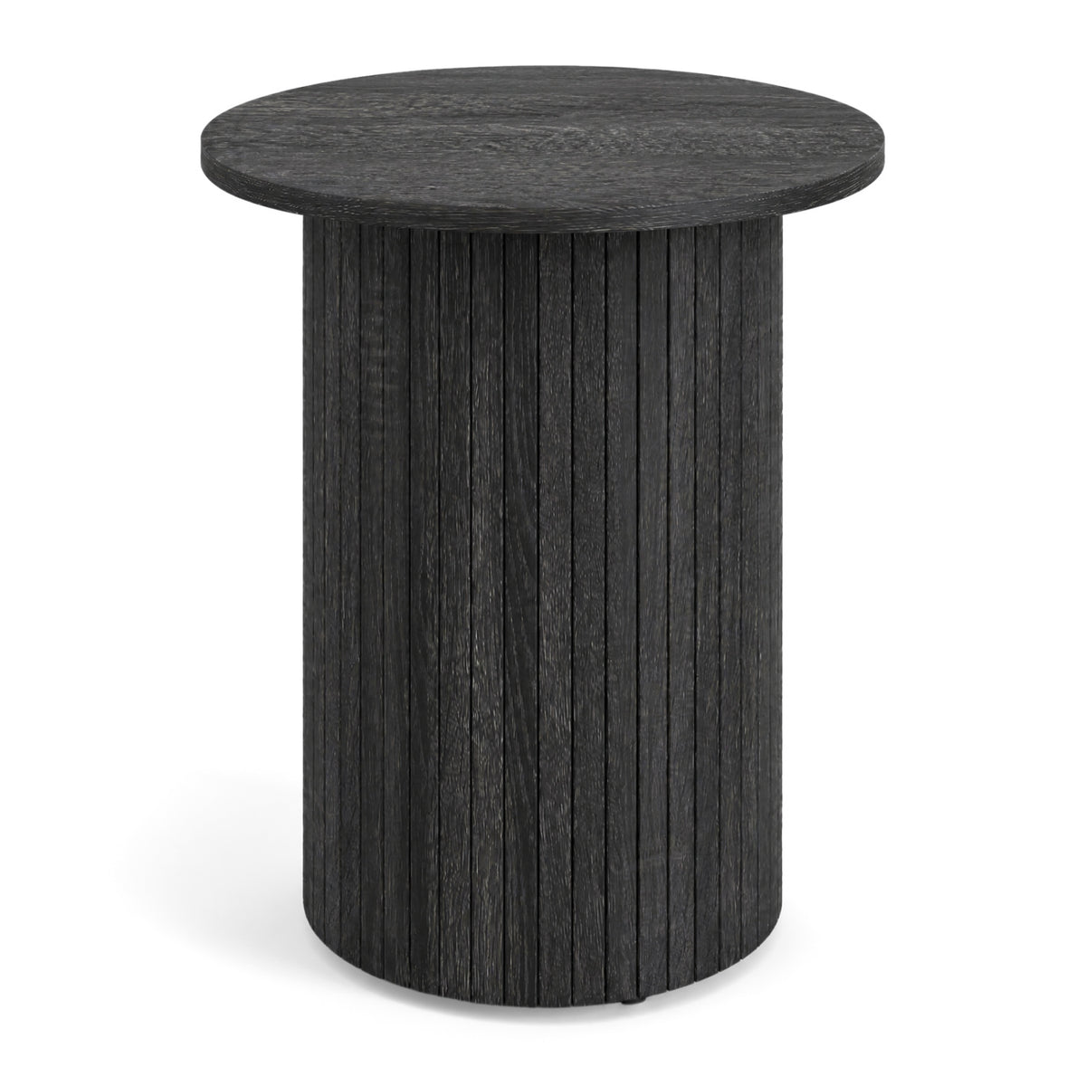 18" Round Fluted Side Table with Pedestal Base - Black