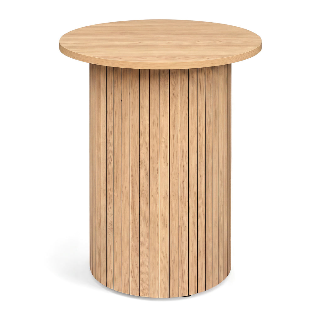 18" Round Fluted Side Table with Pedestal Base - Black