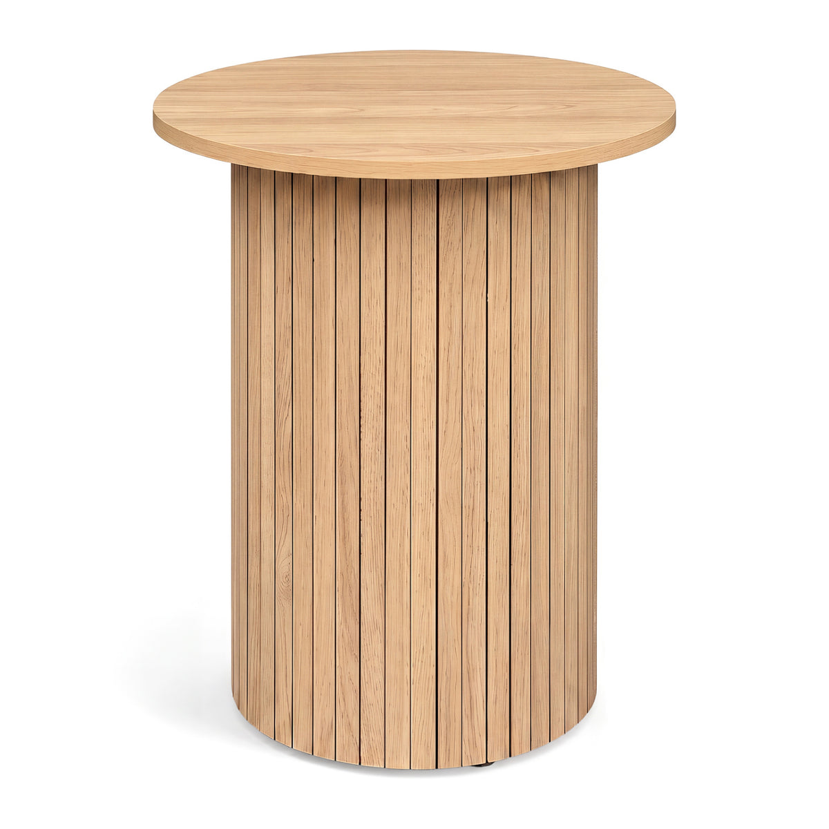 18" Round Fluted Side Table with Pedestal Base - Black