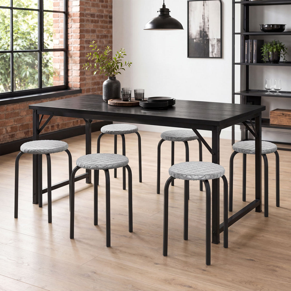 18 Inch Round Stackable Stools with Removable Covers - Set of 6