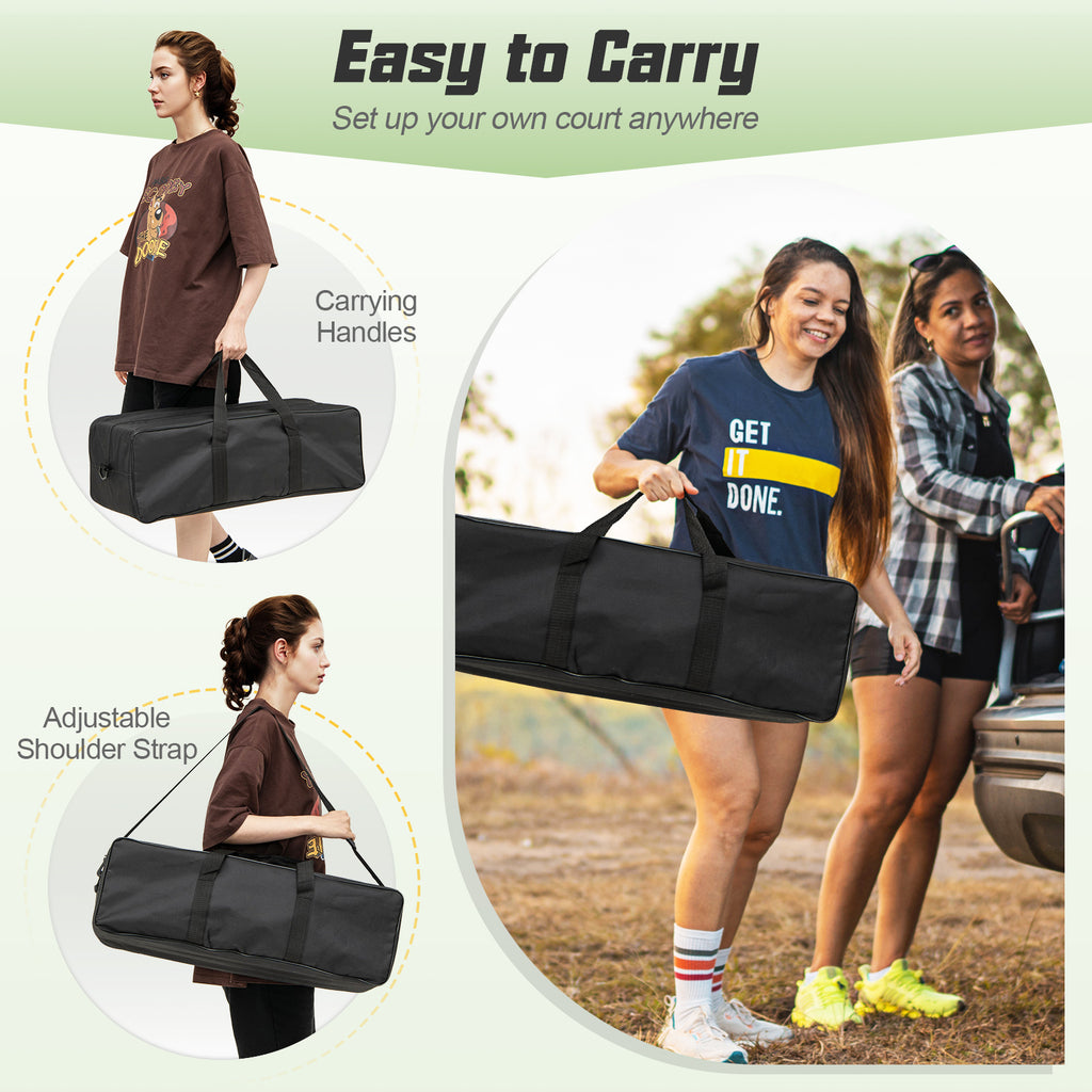 Outdoor Volleyball Net Set - Heavy Duty Adjustable Volleyball System with Carrying Bag - Yellow Variation