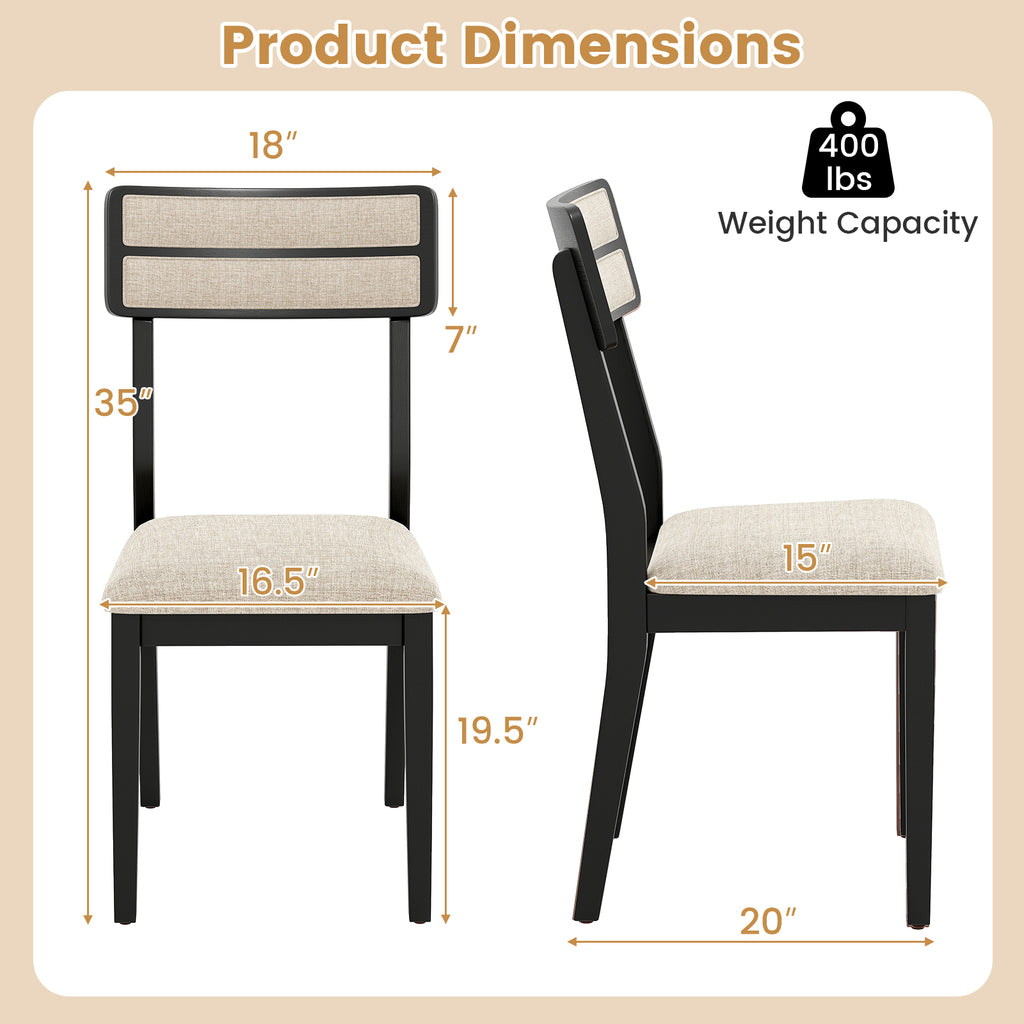 Modern Dining Chairs Set of 4 with Tilt Backrest - Black