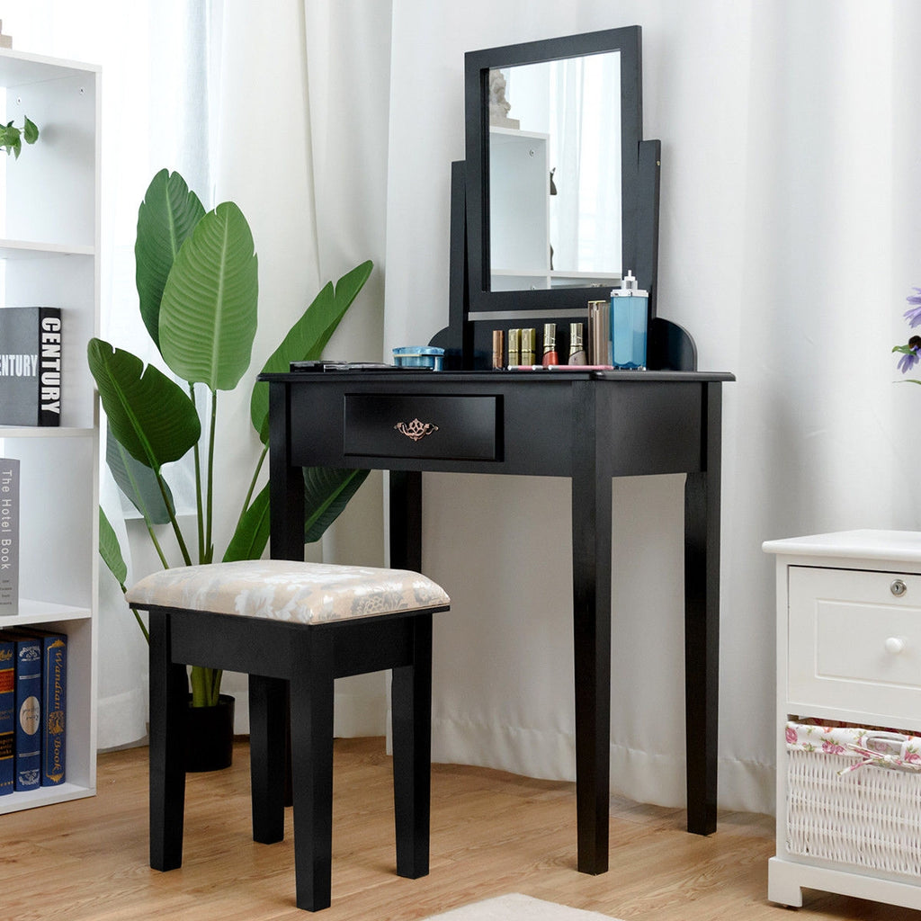 Dressing Table with Large Makeup Mirror & Stool