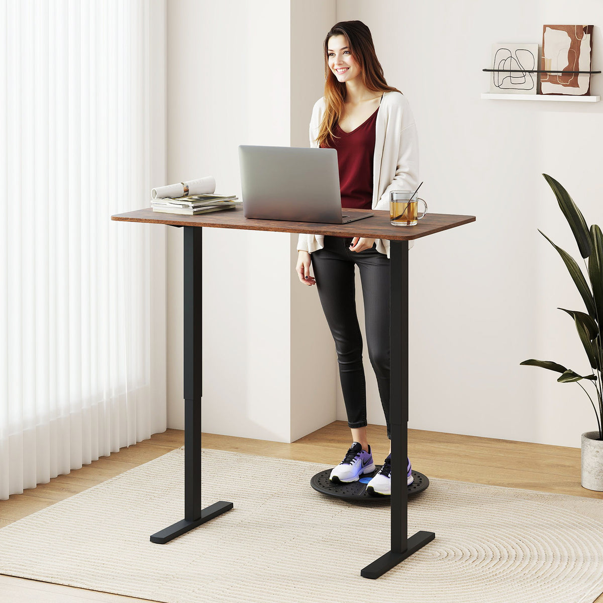 48 x 24 Electric Standing Desk with Memory Settings - Rustic Brown