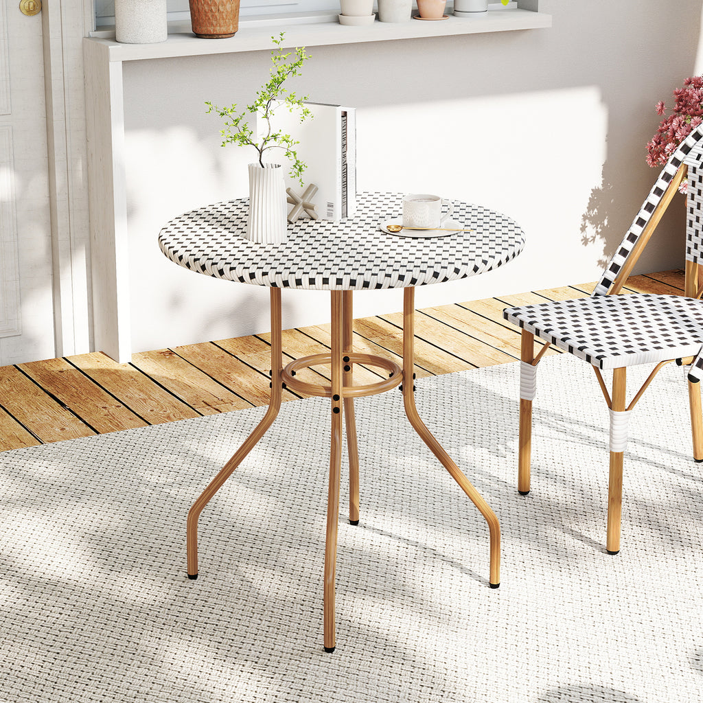 27.5" PE Rattan Bistro Table - White