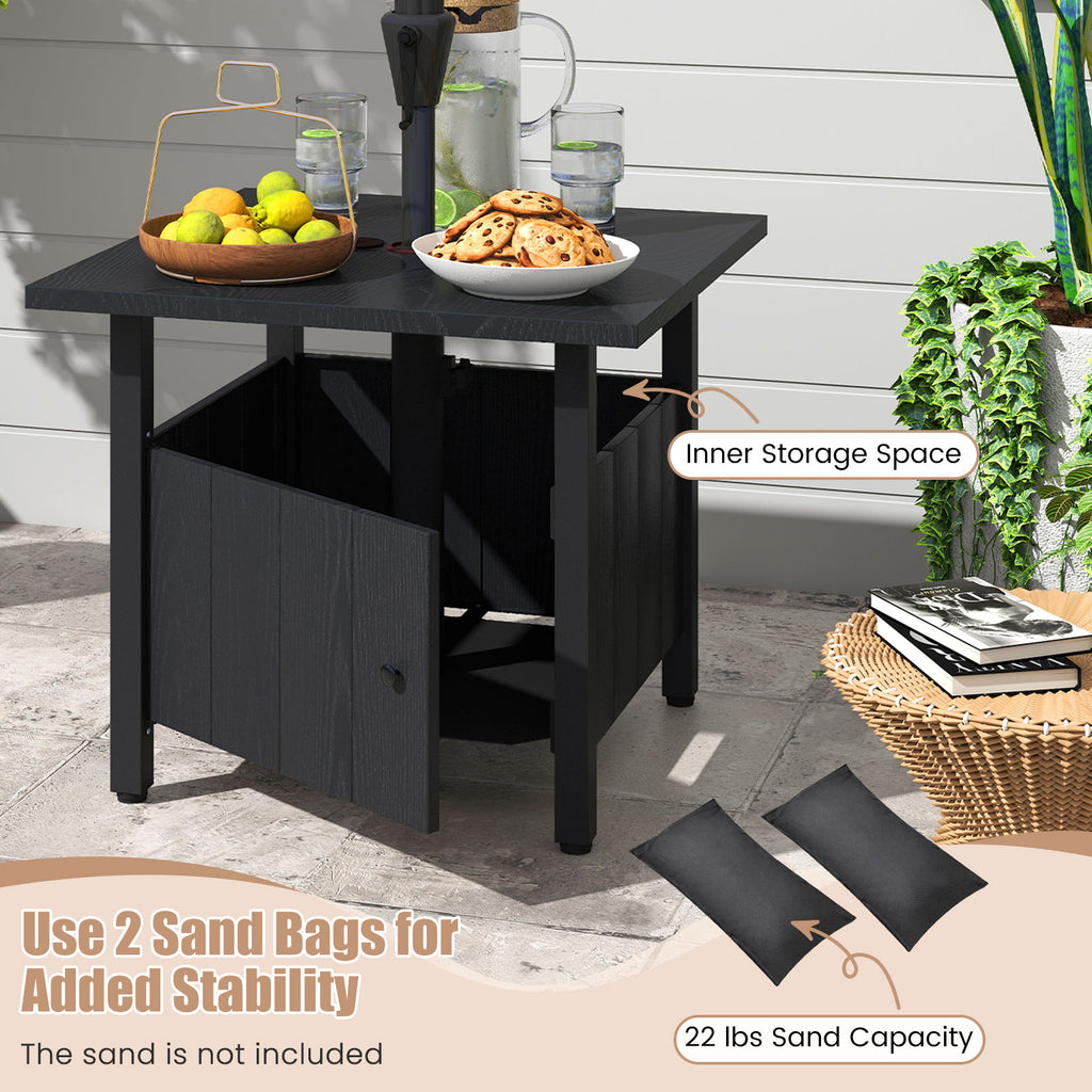 Outdoor Side Table with 1.89" Umbrella Hole Patio Base Stand