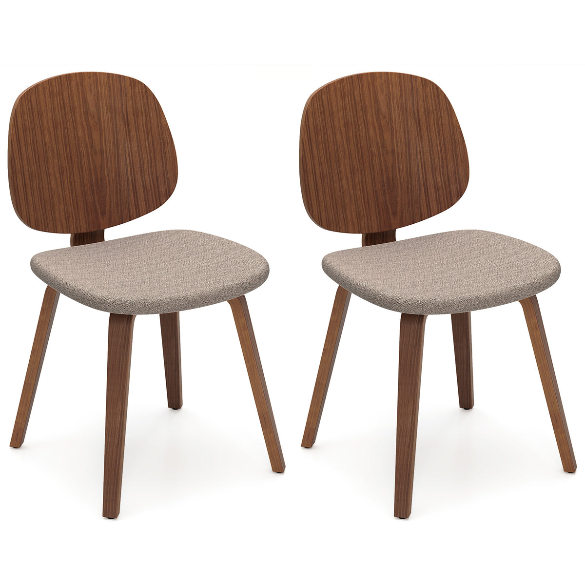 Wooden Dining Chair Set of 2 - Walnut Bentwood Frame