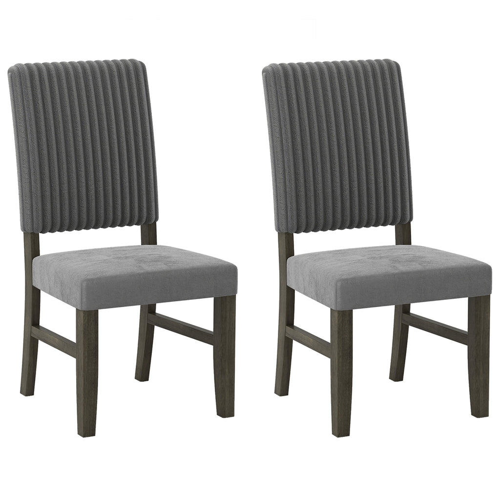 Dining Chair Set of 2 Mid-Century Modern Velvet Upholstered - Gray