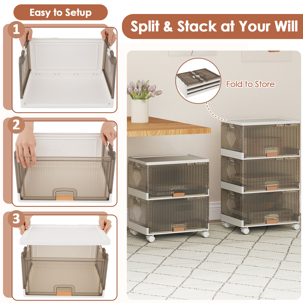 3-Tier Stackable Storage Bins with Wheels