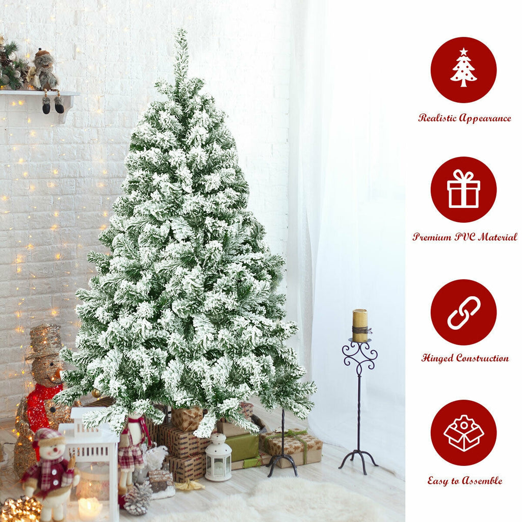 Artificial Christmas Tree 4.5 Ft Snow Flocked with 400 Tips - Full, Easy Setup