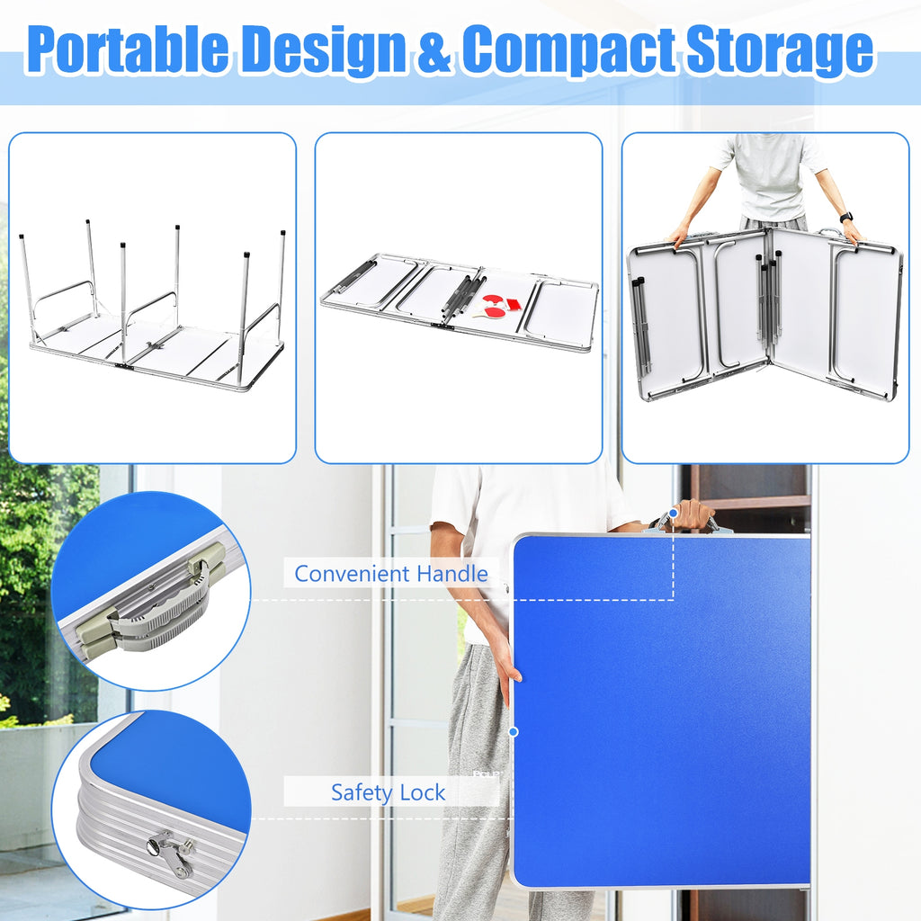 Foldable 60 Inch Portable Ping Pong Table with Accessories - Blue