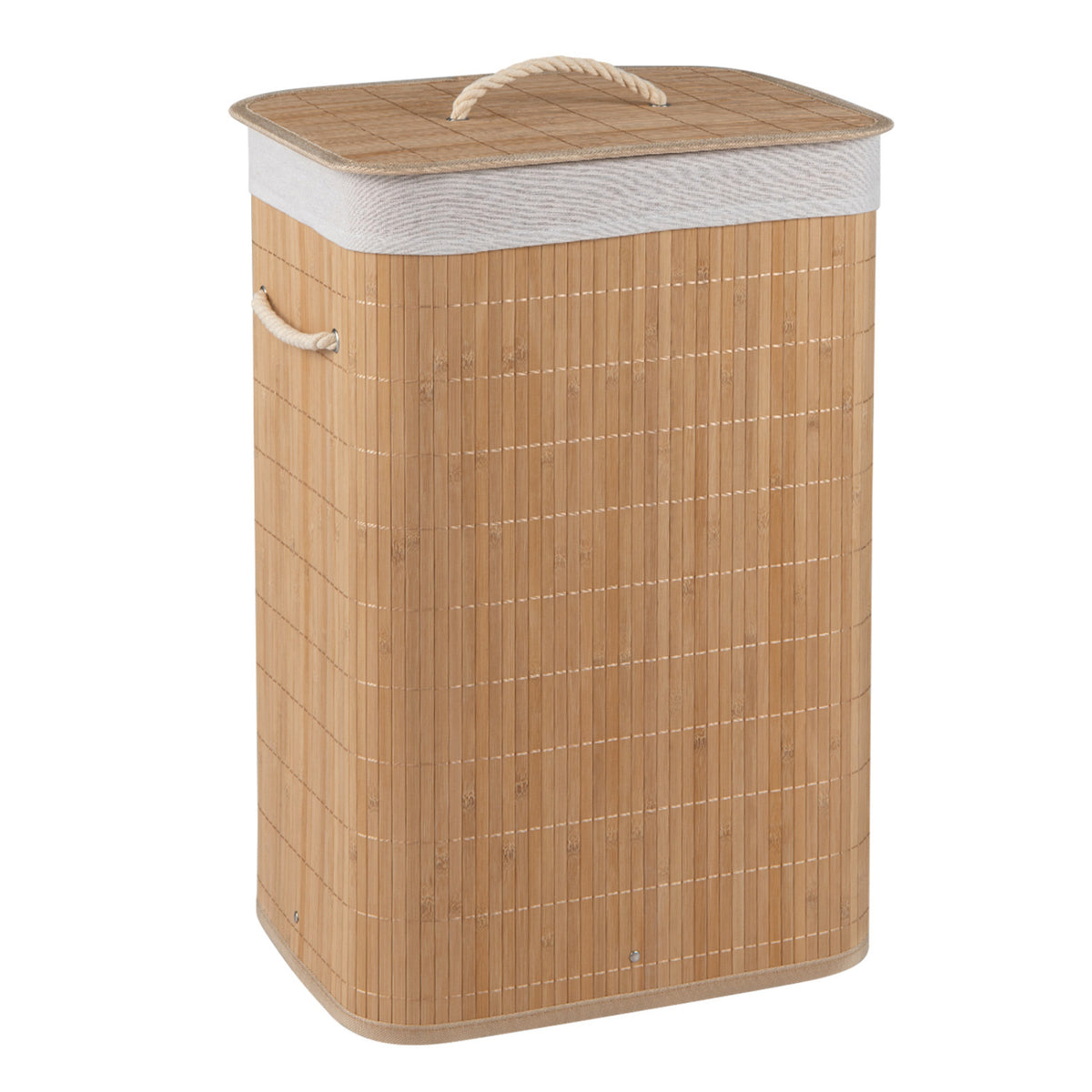 19 Gal Bamboo Clothes Hamper with Removable Liner and Portable Handles