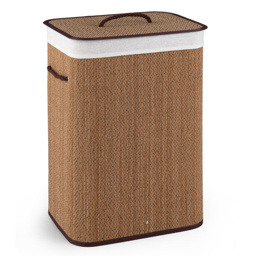19 Gal Capacity Bamboo Clothes Hamper with Removable Liner and