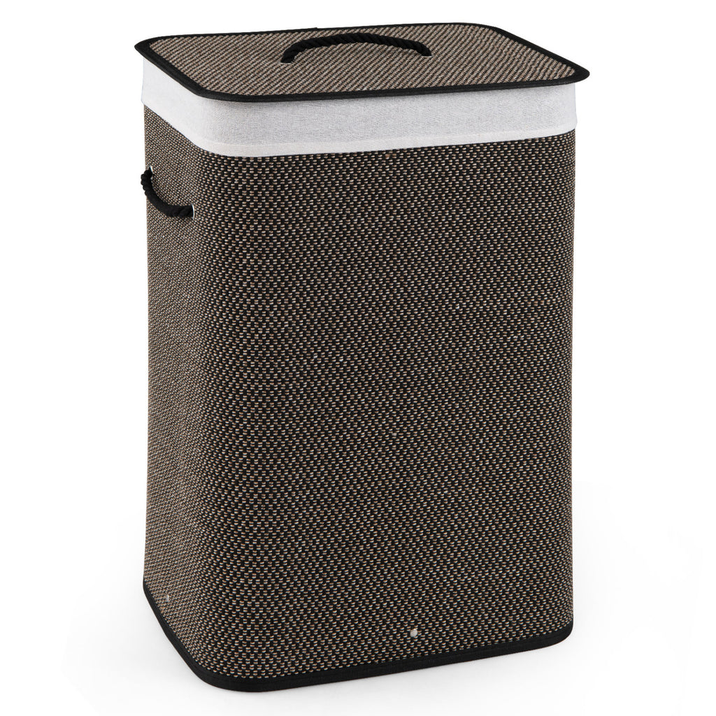 19 Gal Capacity Bamboo Clothes Hamper with Removable Liner and
