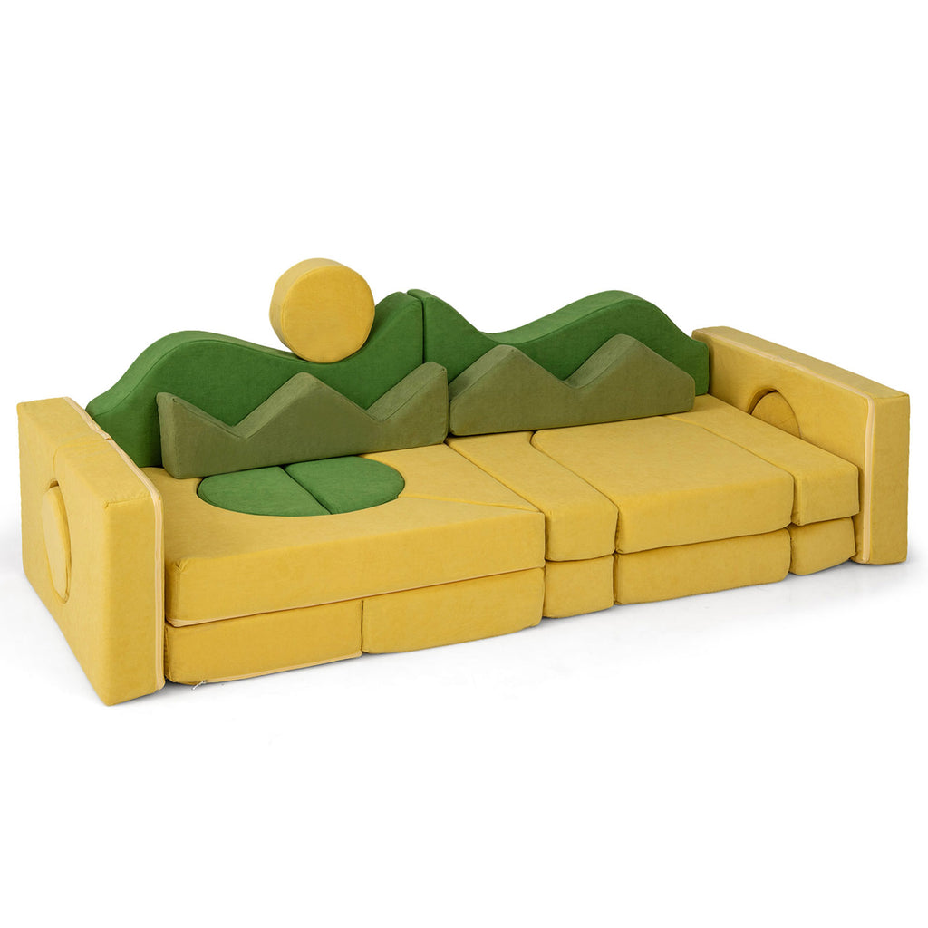 19 Pieces Modular Kids Play Couch Set - Soft Velvet Foam for Creativity & Imaginative Play