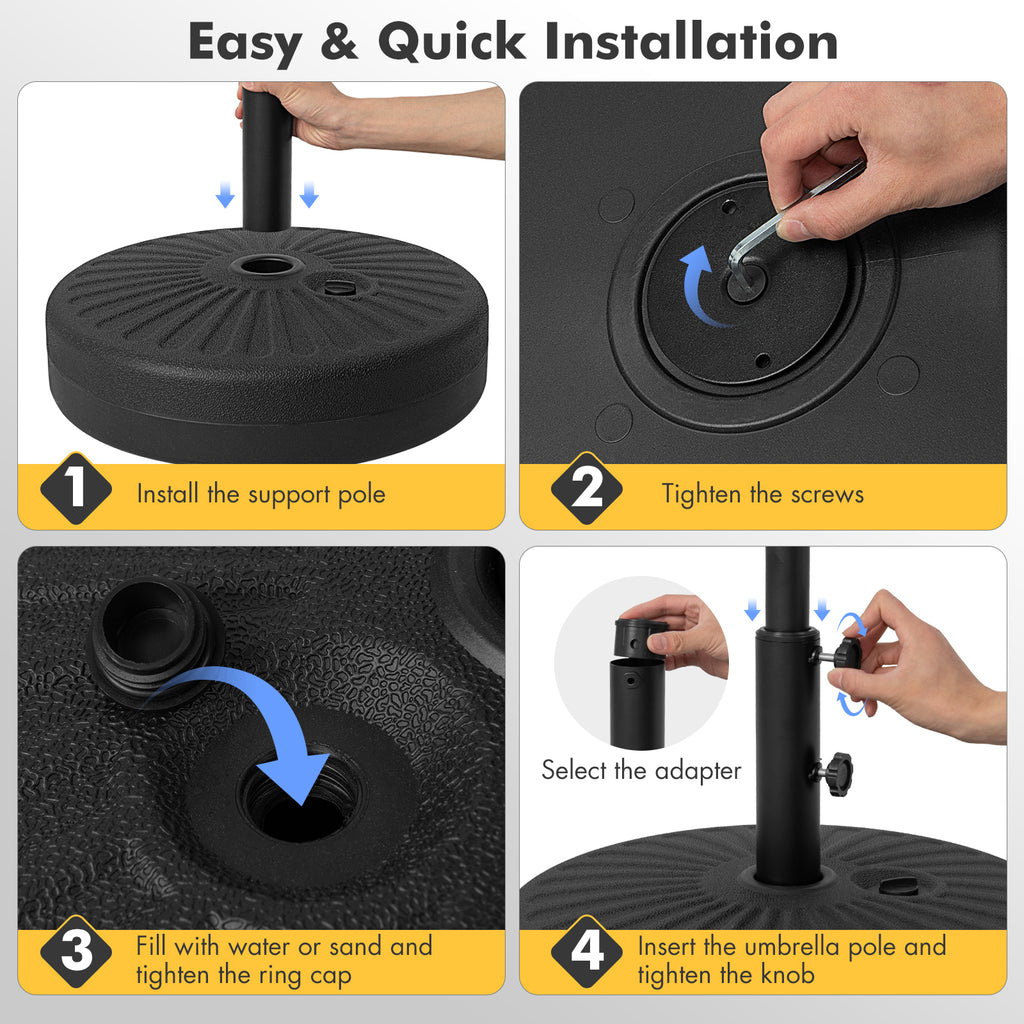 19.5 Inch Fillable Round Umbrella Base Stand for Yard Garden Poolside