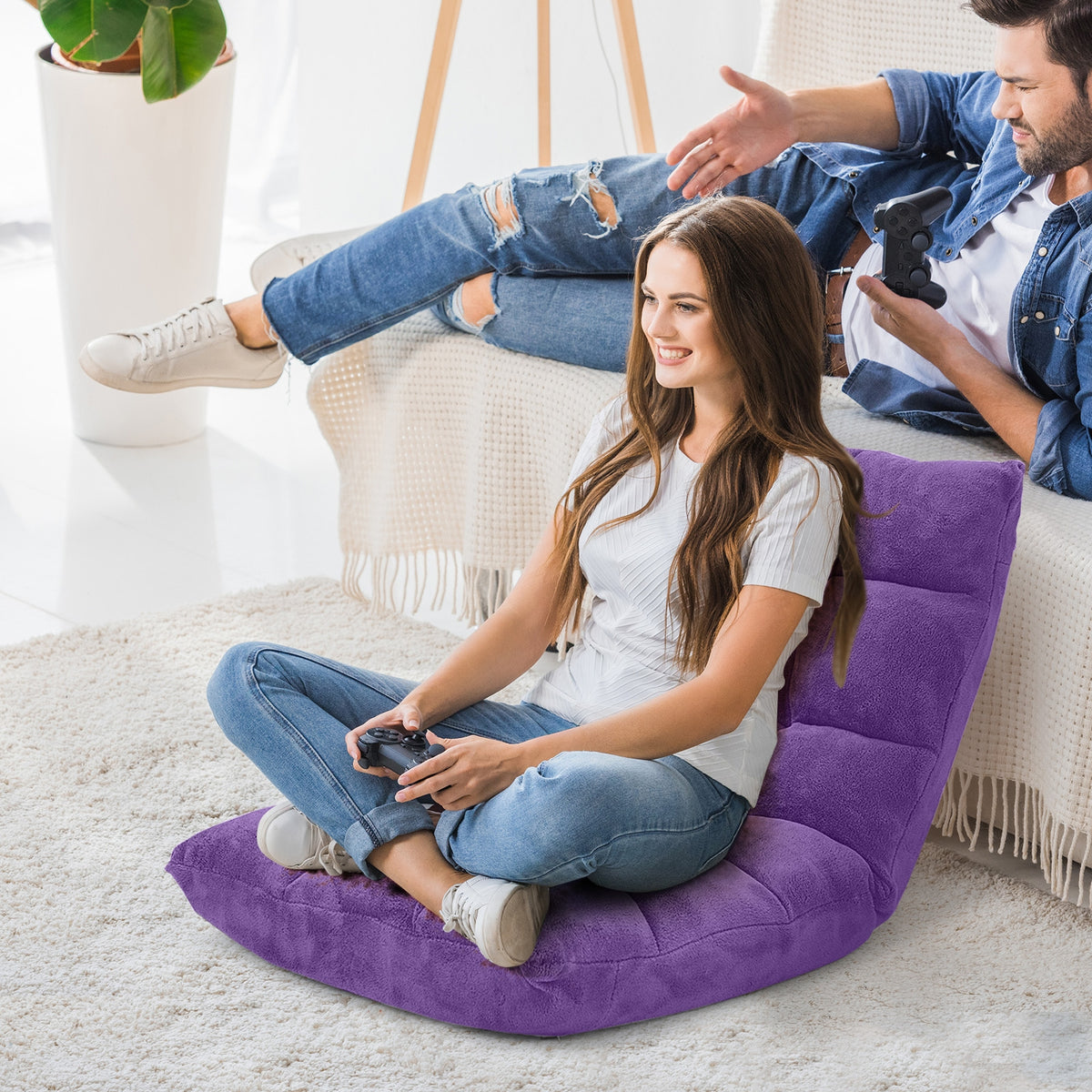 14-Position Adjustable Floor Chair, Purple
