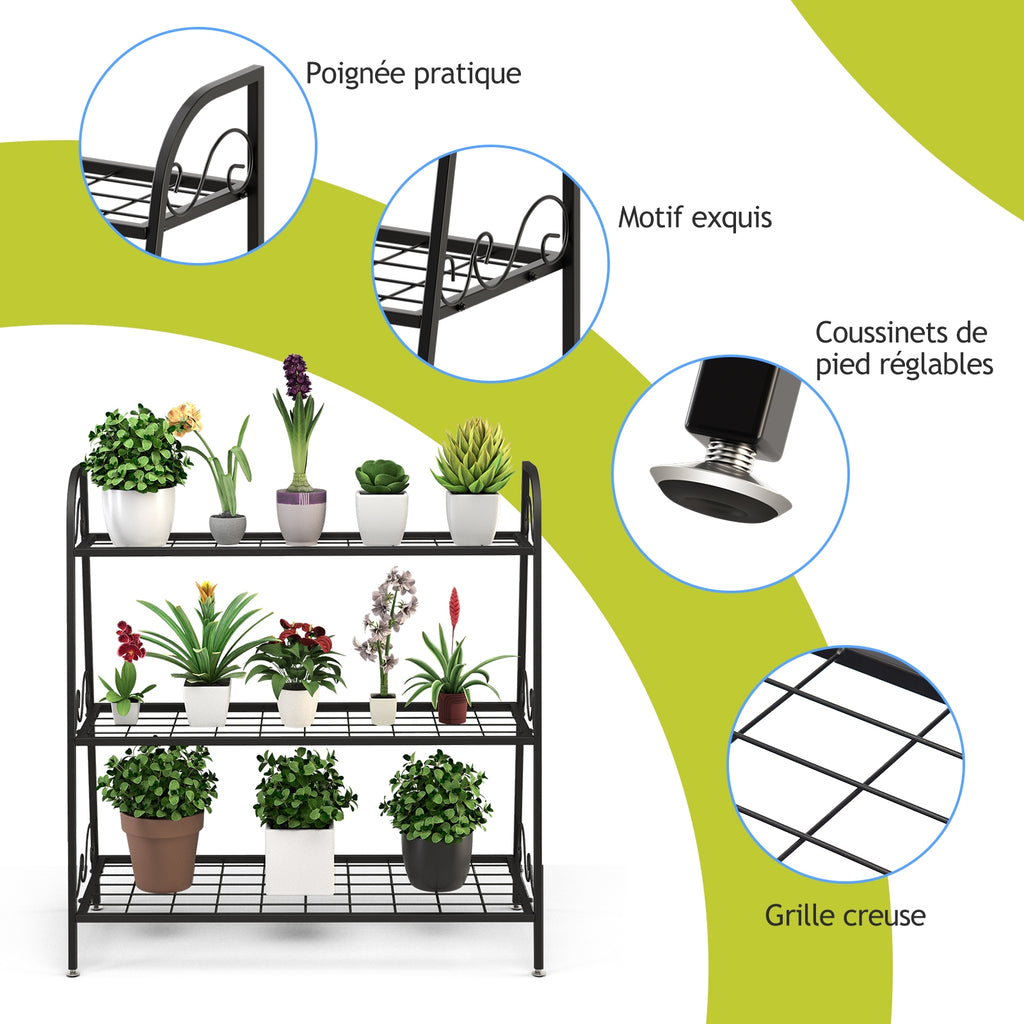 3-Tier Metal Plant Stand Shelf Display Rack for Plants Shoes Flower