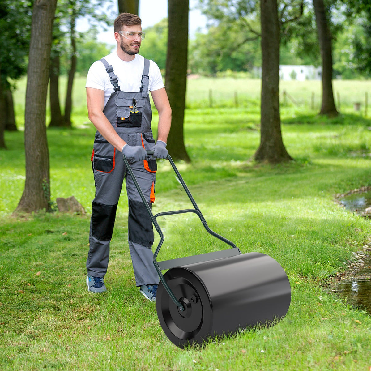 Lawn Roller with U-Handle for Garden Backyard