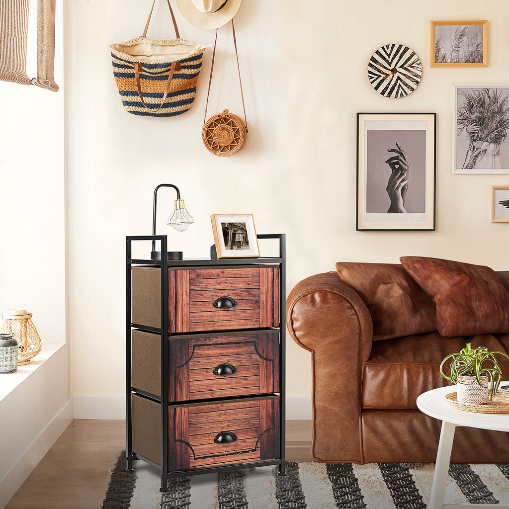 3-Drawer Fabric Storage Tower with Metal Frame