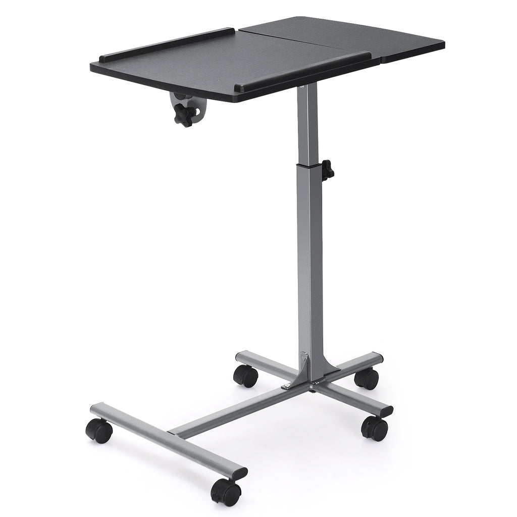 Adjustable Laptop Table with Rolling Wheels - White