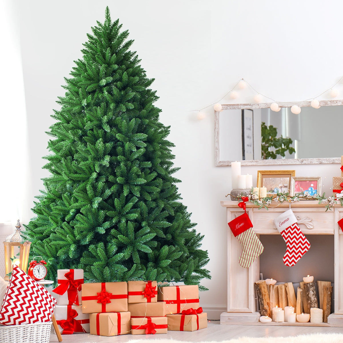 7.5 Feet Artificial Christmas Tree Unlit with 1968 Branch Tips - No LED