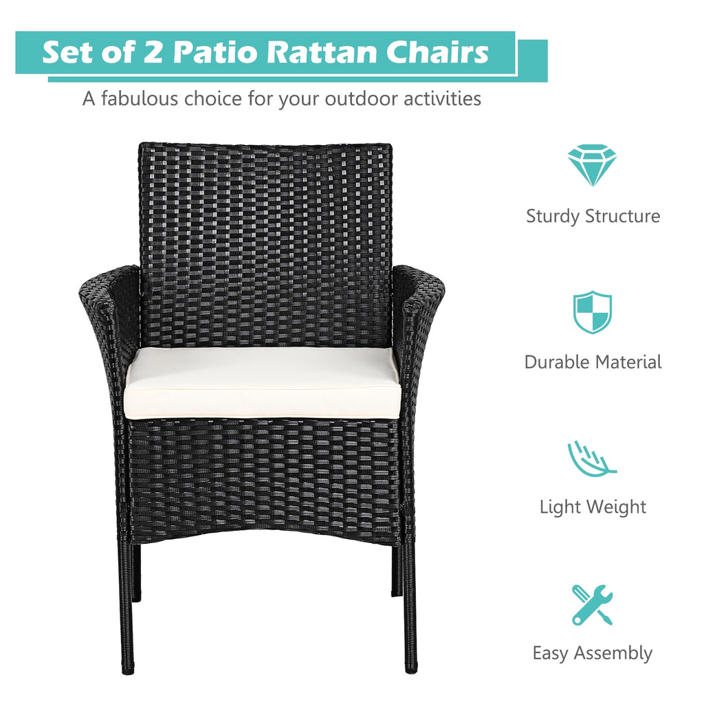 Patio Wicker Chairs Set of 2 with Cushions