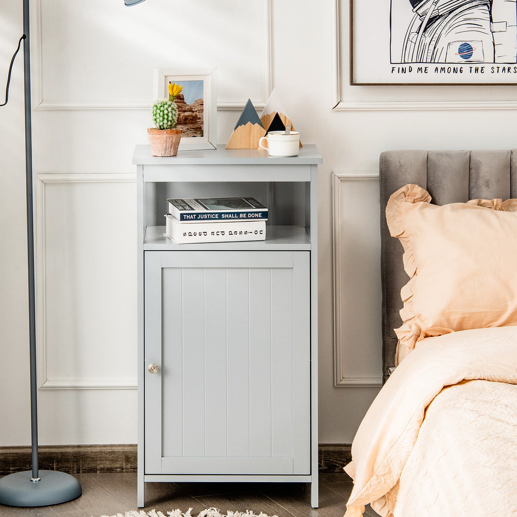 Bathroom Storage Cabinet 33-Inch, Open Shelf & Cabinet White