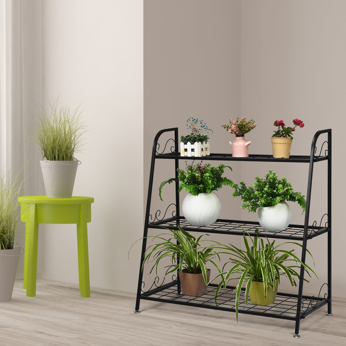 3-Tier Metal Plant Stand Shelf Display Rack for Plants Shoes Flower