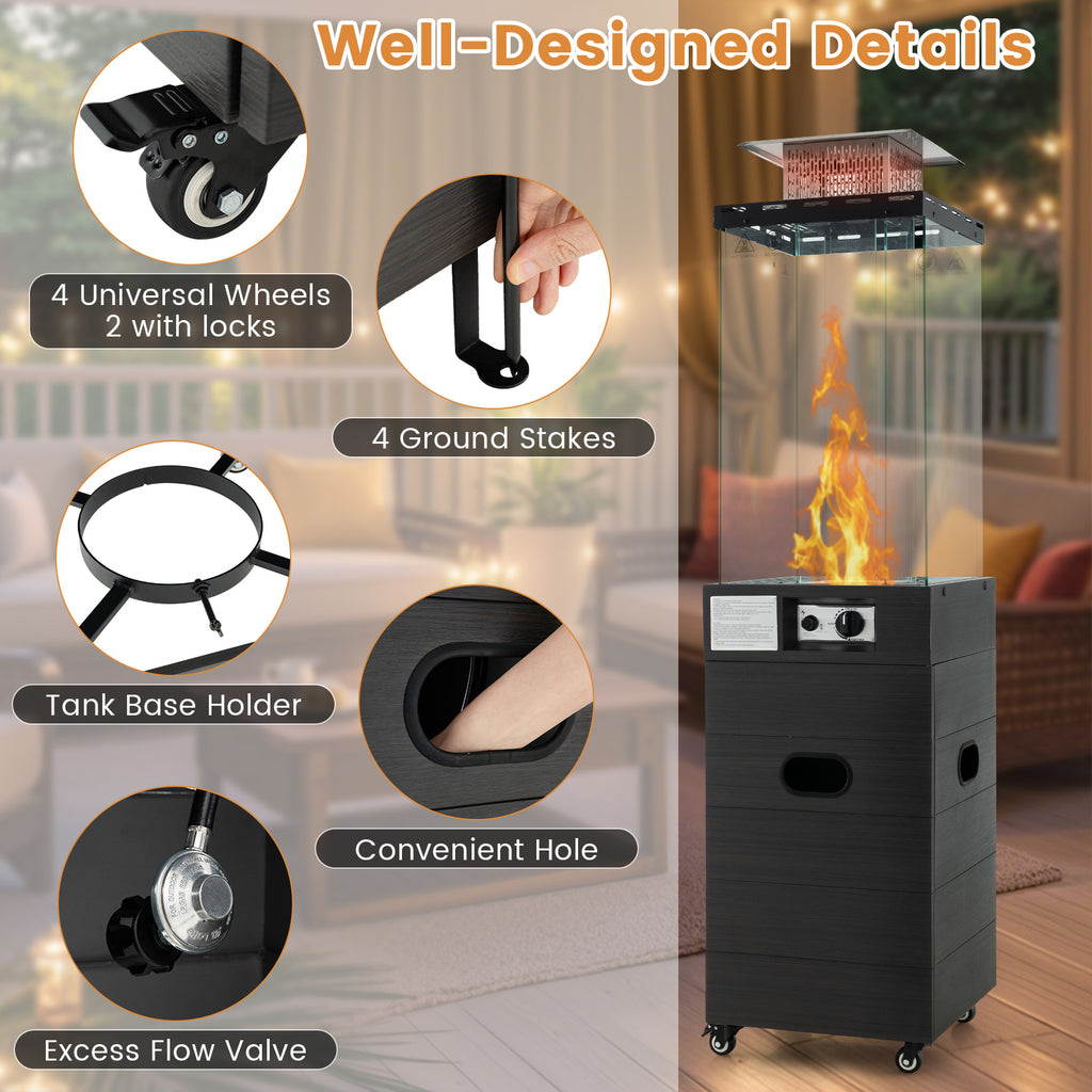 40000 BTU Patio Heater Outdoor Propane Gas with Cover and Wheels