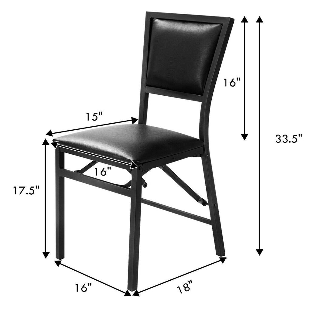 Metal Folding Dining Chair Set of 2 - Space Saving