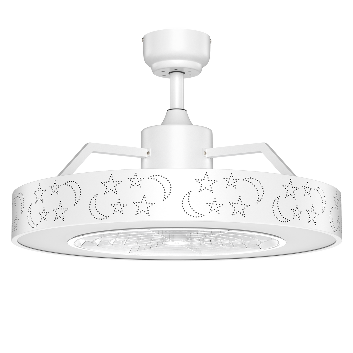 White 23-Inch Ceiling Fan with LED Light and Remote Control