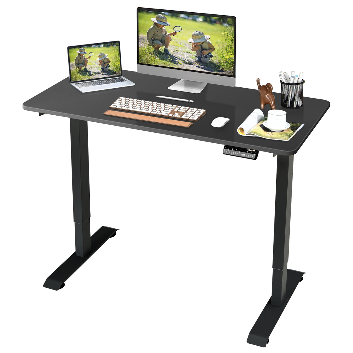 Electric Height Adjustable Standing Desk with Memory Controller - Black