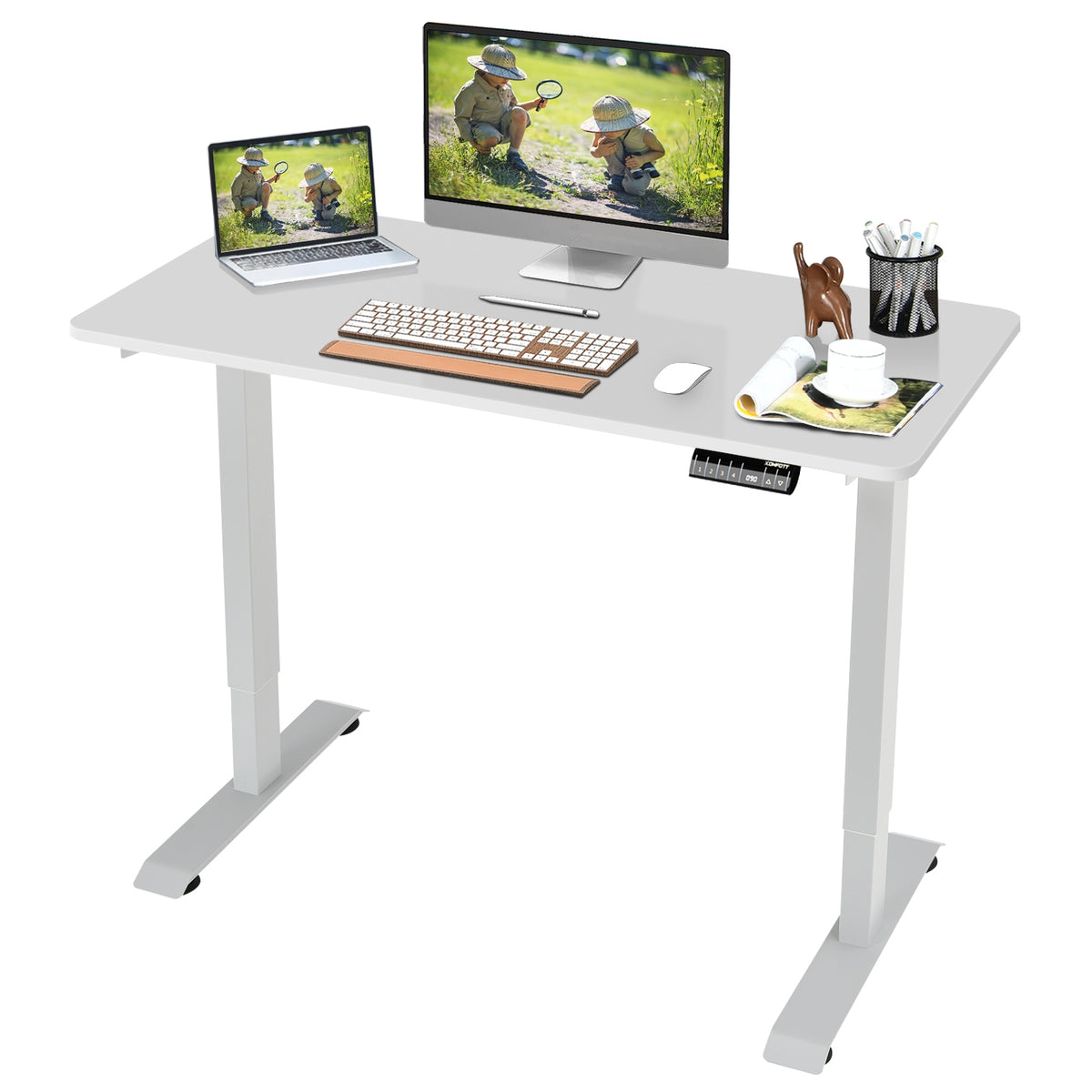 Electric Height Adjustable Standing Desk with Memory Controller - Black