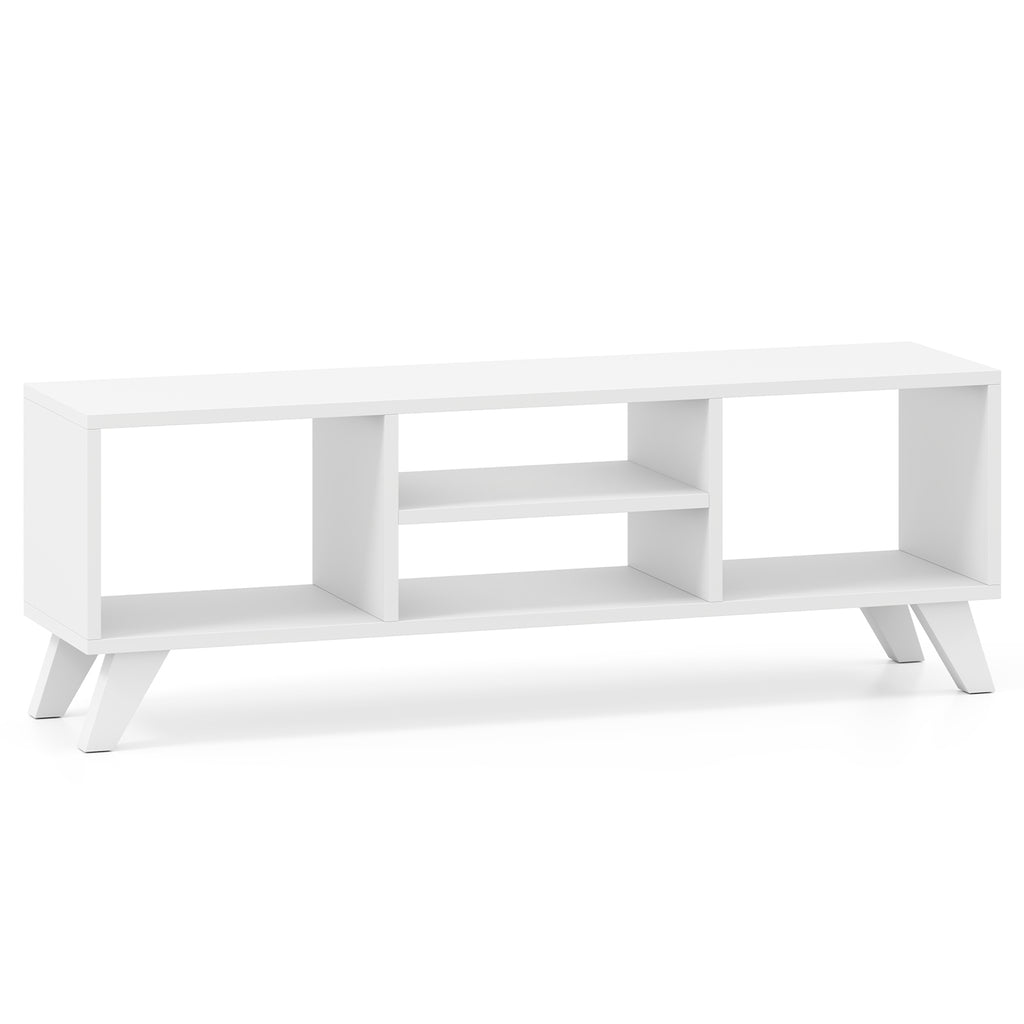White TV Console Table with Storage Compartments