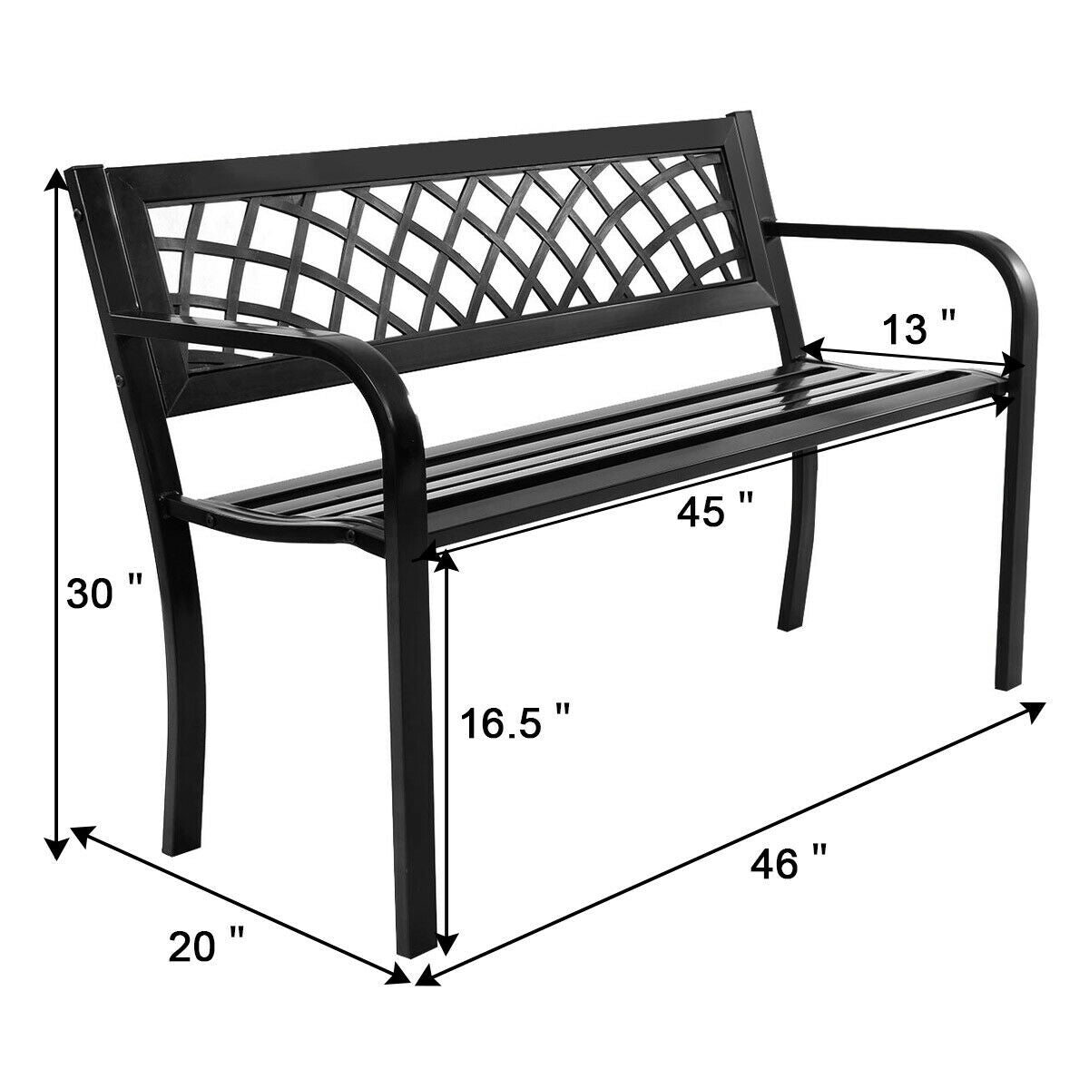 Outdoor Bench with Steel Frame - Style 1