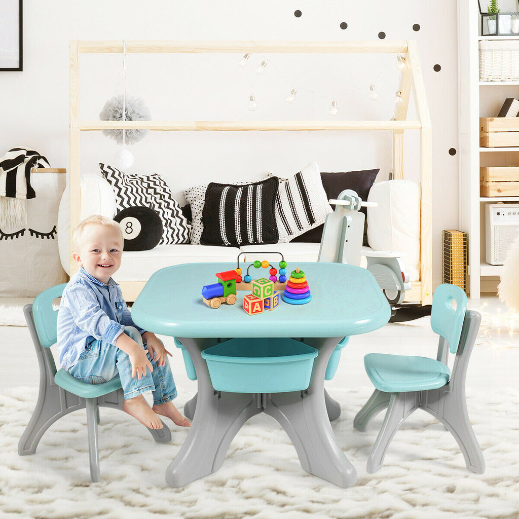 Kids Activity Table and Chair Set with Storage - Brown, Durable Plastic