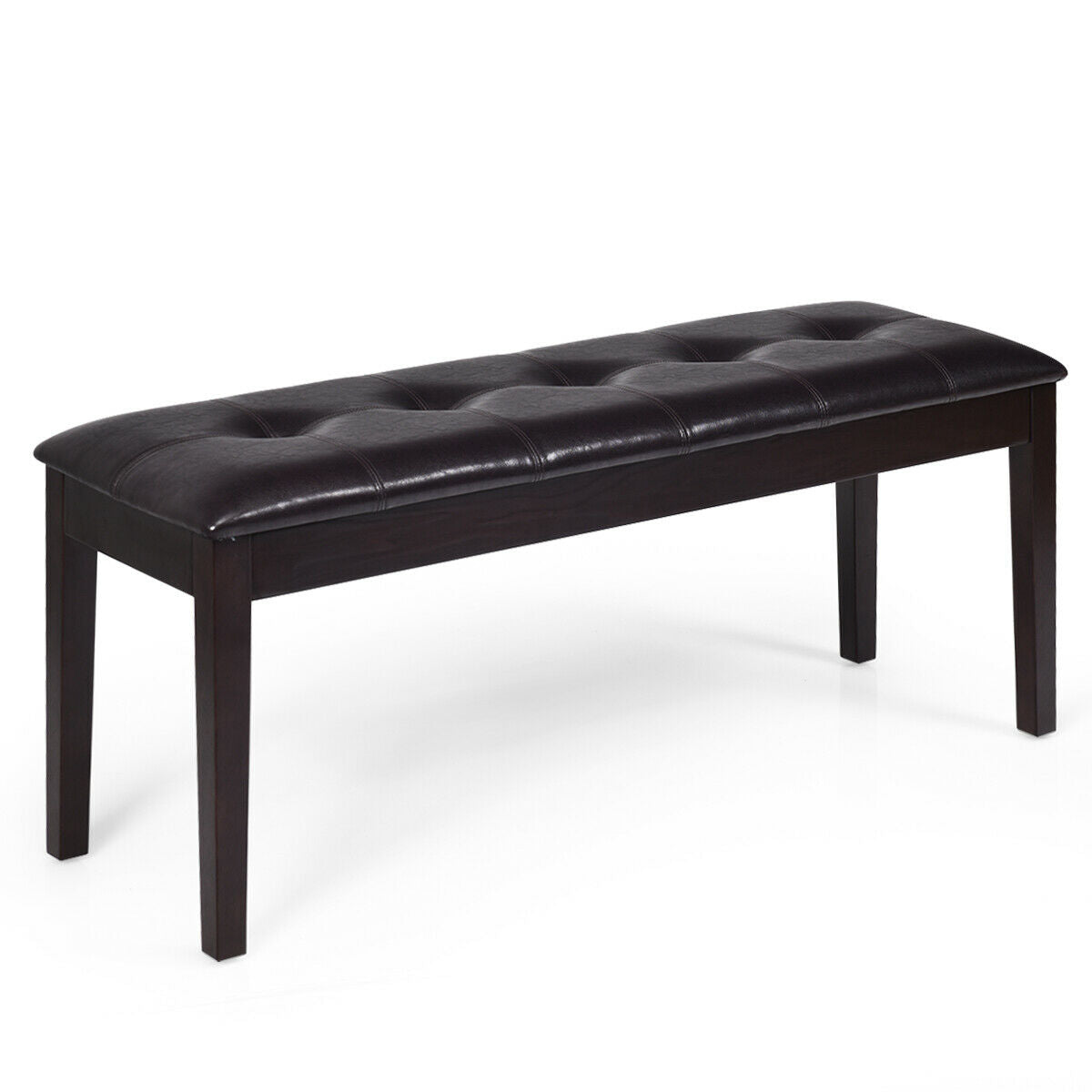 Upholstered Dining Bench with PU Leather - Brown