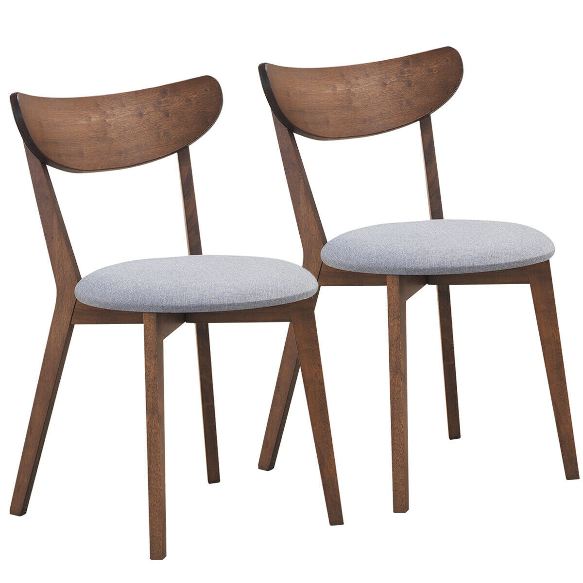 Set of 2 Upholstered Dining Chairs, Curved Back