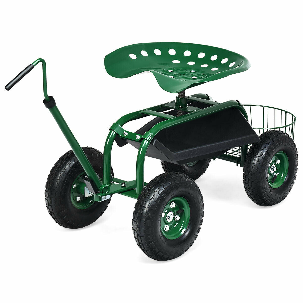 Garden Cart Rolling Wagon with Extendable Handle - Blue