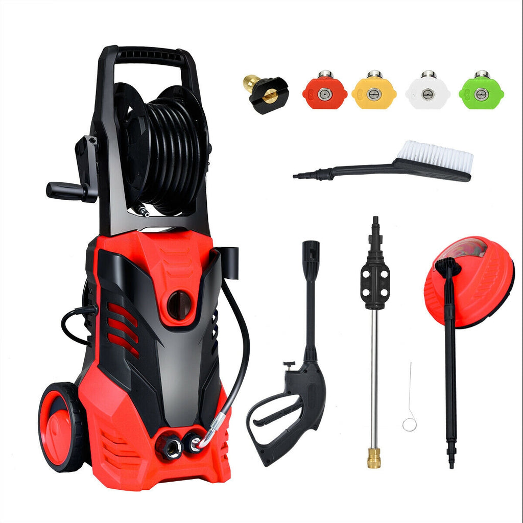3000 PSI Electric Pressure Washer with Hose Reel - Red