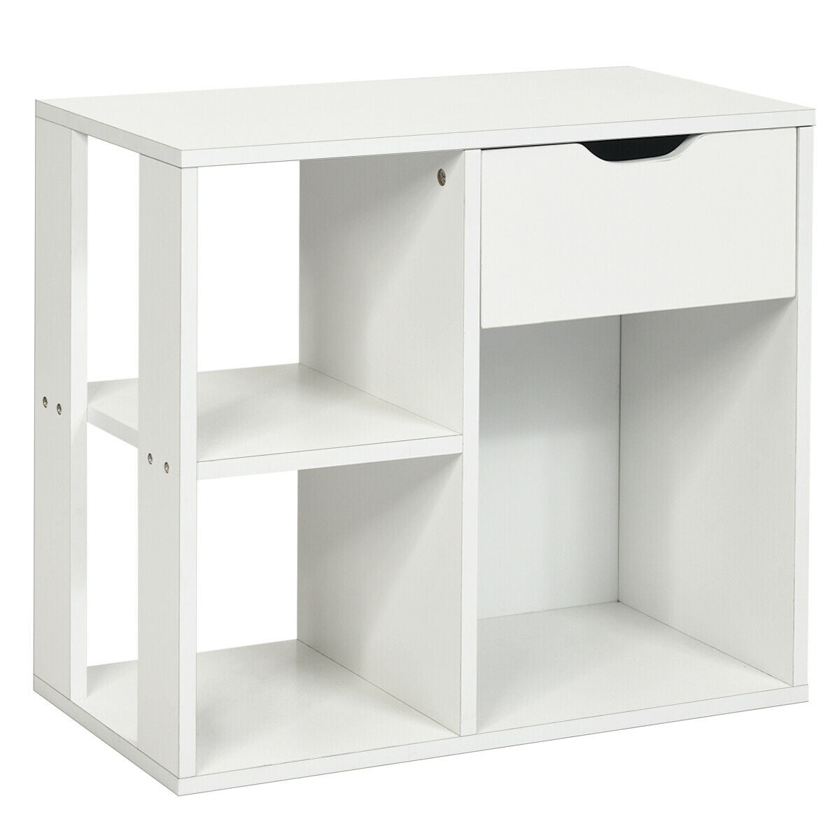 3-Cube Bookcase with Drawer & Shelves - White