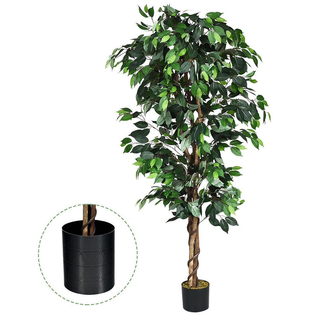 6 Feet Artificial Ficus Silk Tree - Realistic Indoor Outdoor Faux Plant - Costway