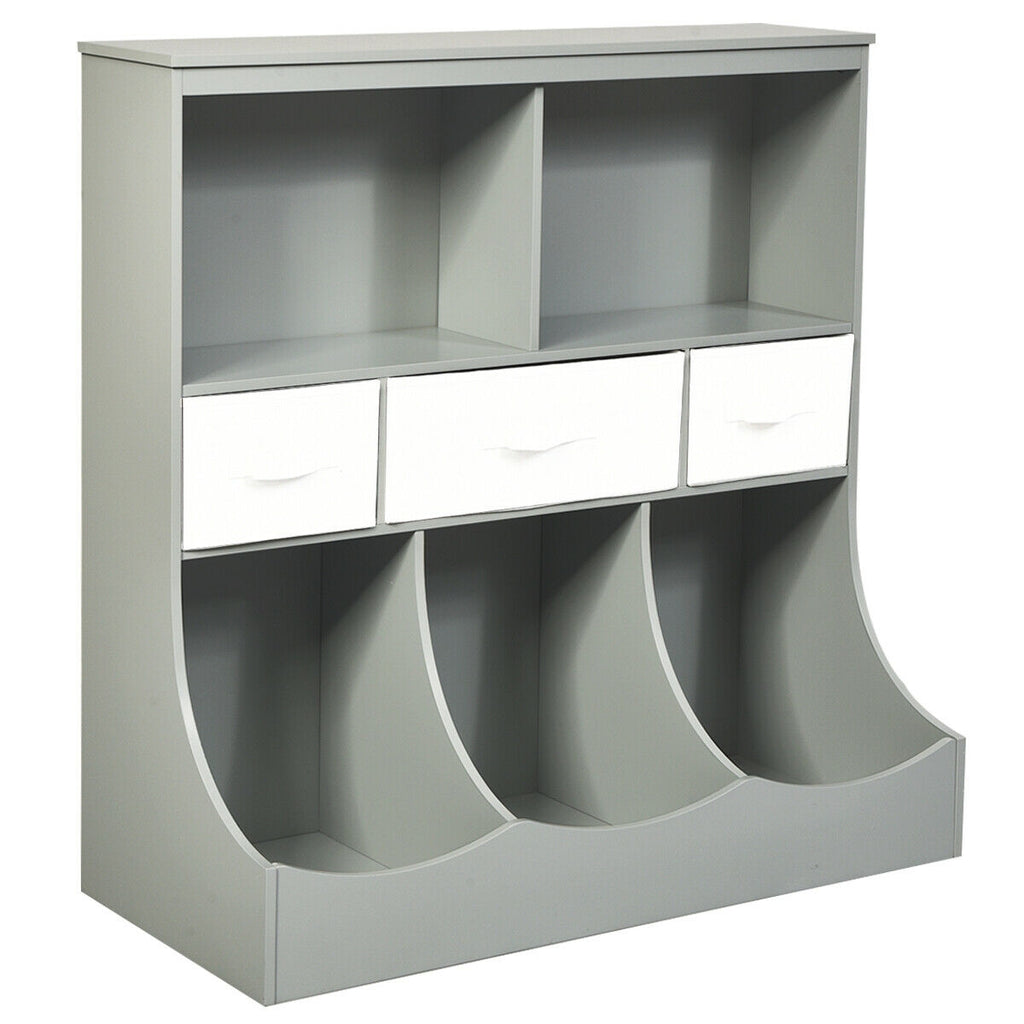 Freestanding Storage Cubby Bin Organizer Unit with 3 Baskets - Gray Variation