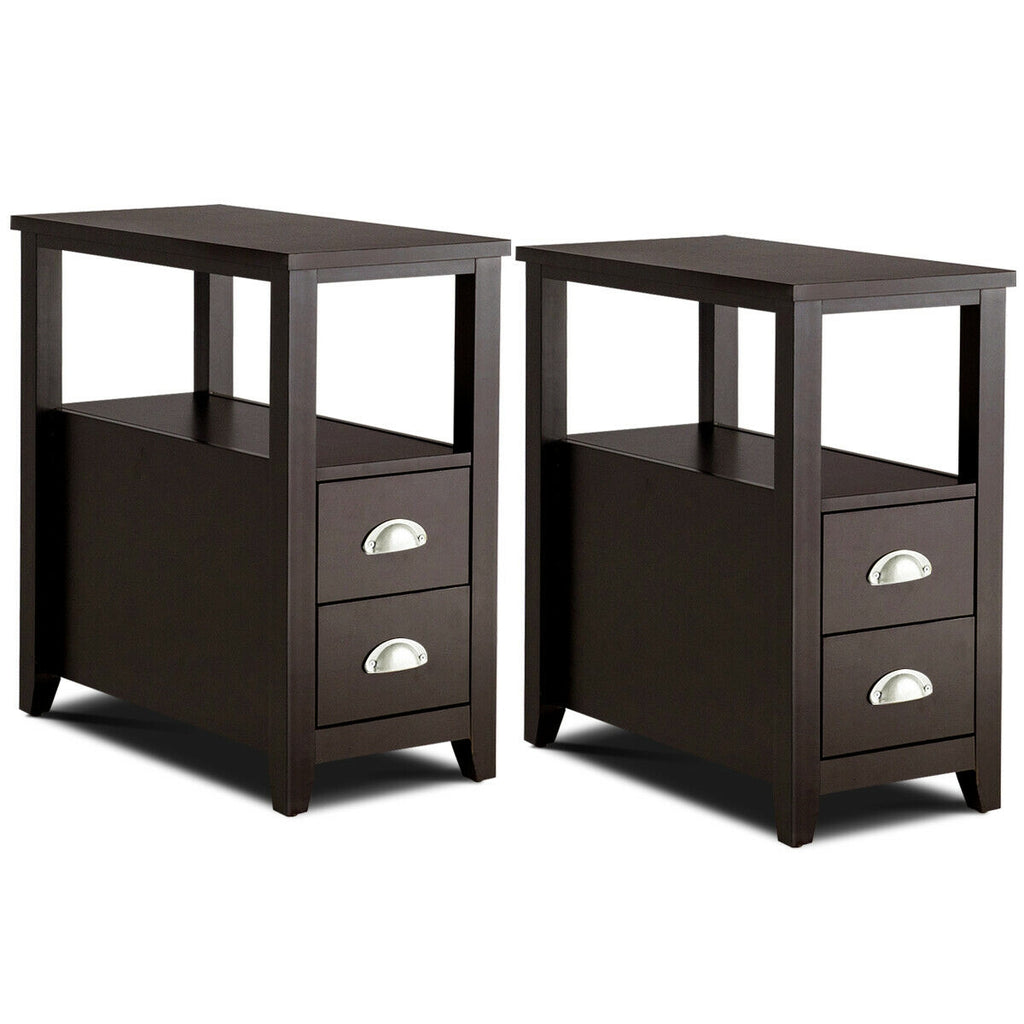 Nightstand with Drawer and Storage Shelf - Set of 1