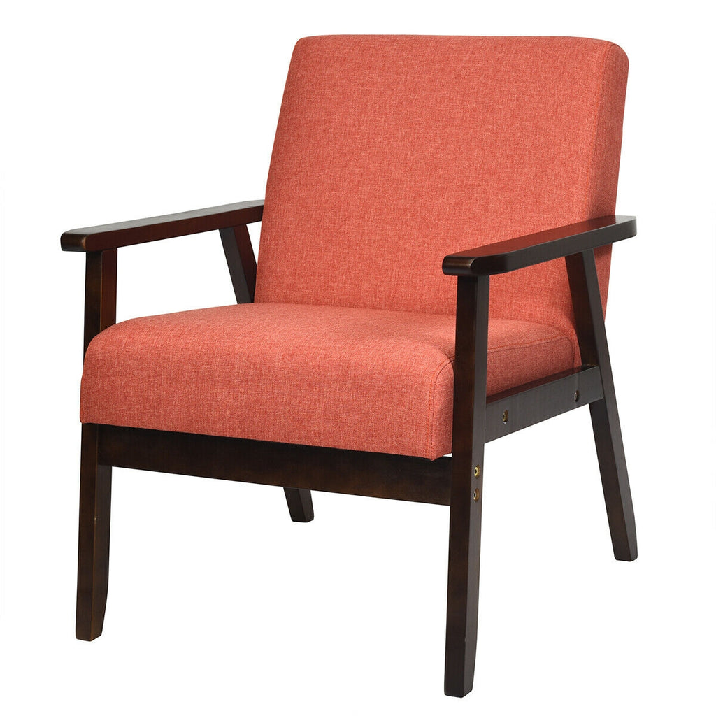 Mid-Century Retro Fabric Accent Armchair - Orange