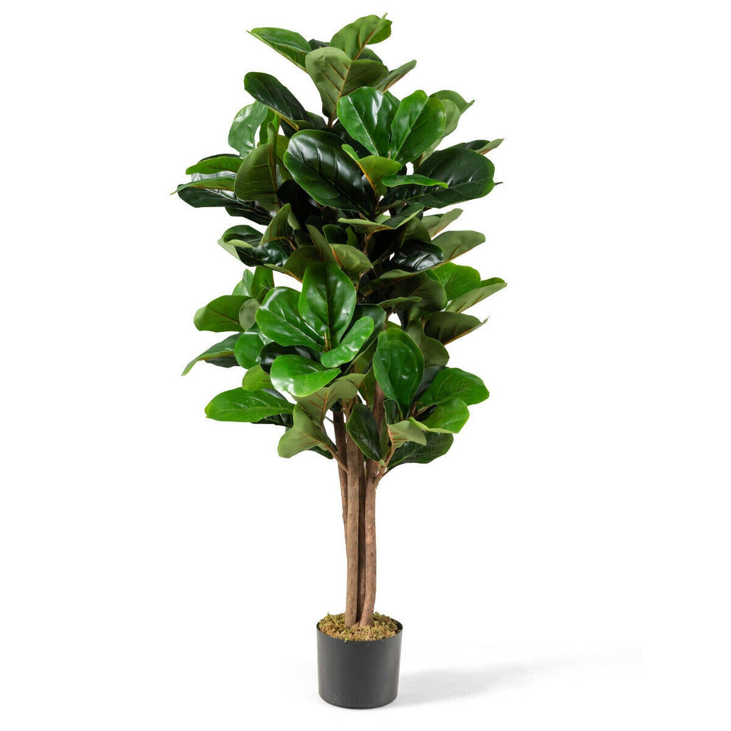 4 Feet Artificial Fiddle Leaf Fig Tree with Planter - Indoor Outdoor Decor
